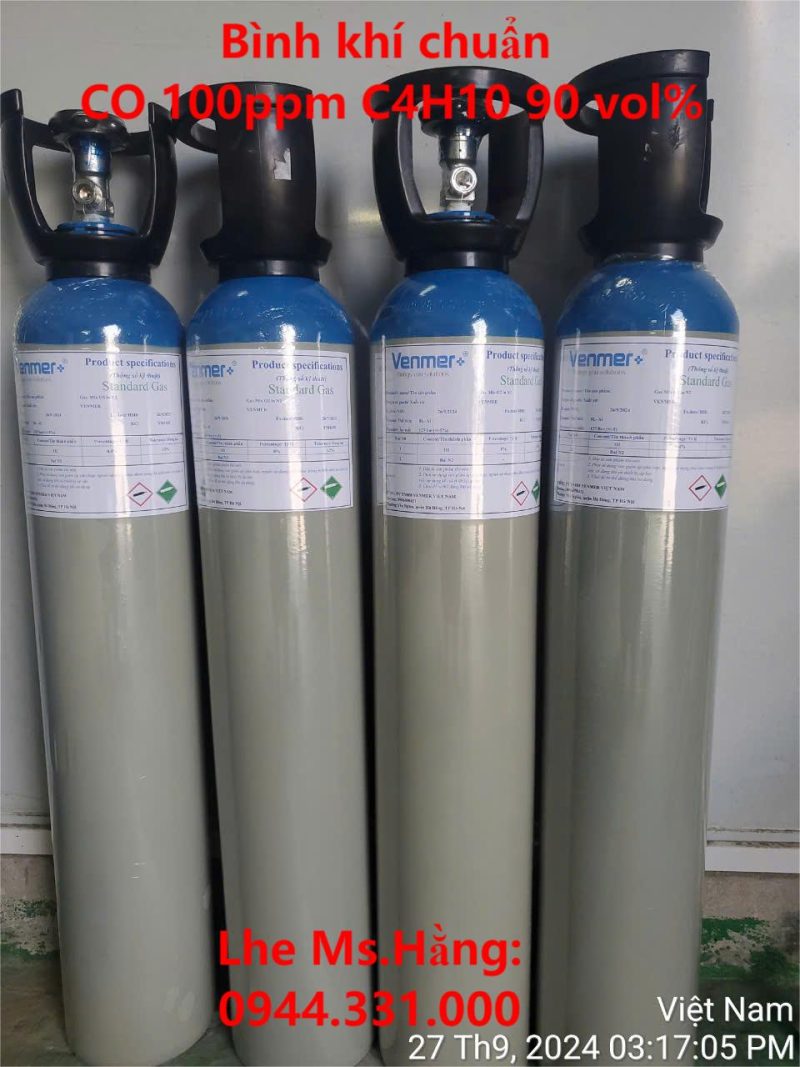 Bình khí chuẩn CO 100ppm C4H10 90 vol%