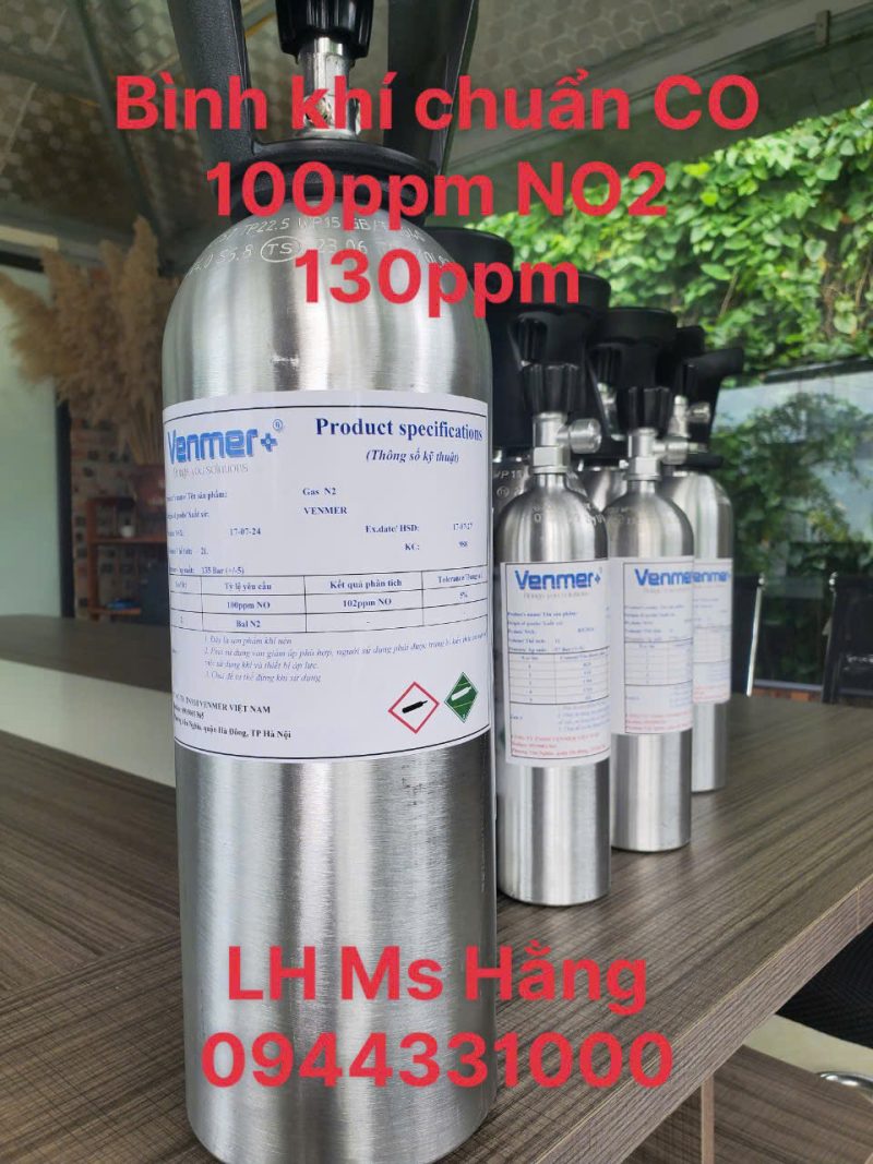 Bình khí chuẩn CO 100ppm NO2 130ppm