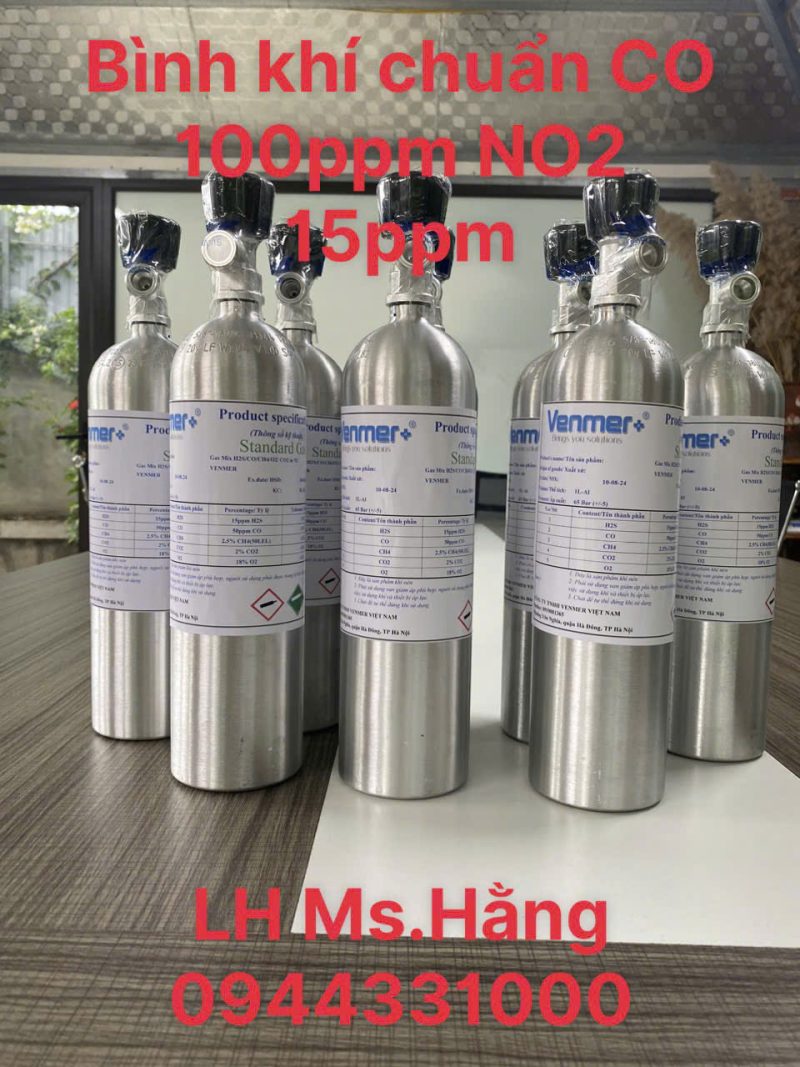 Bình khí chuẩn CO 100ppm NO2 15ppm