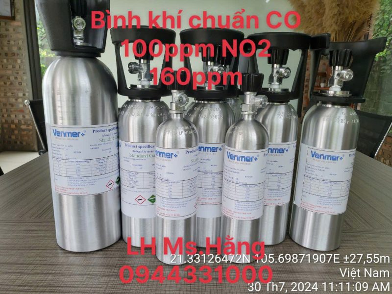 Bình khí chuẩn CO 100ppm NO2 160ppm