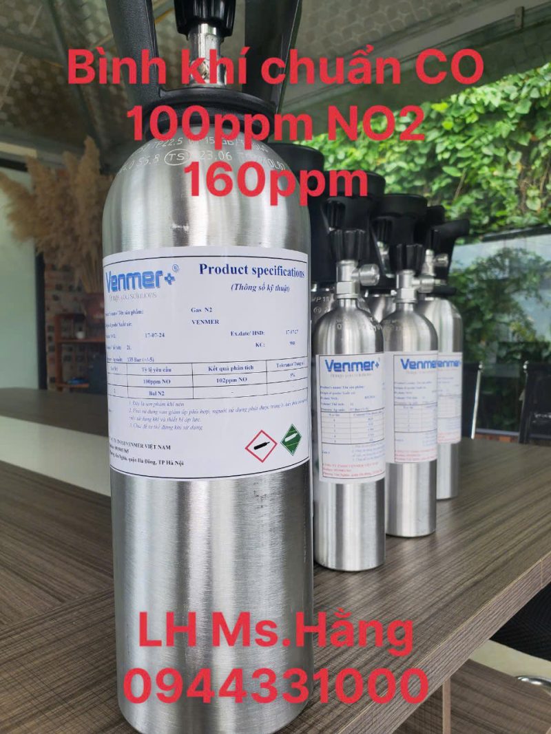 Bình khí chuẩn CO 100ppm NO2 160ppm