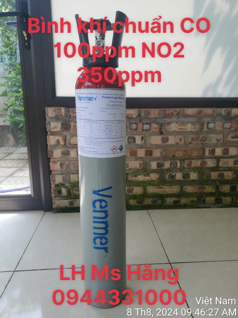 Bình khí chuẩn CO 100ppm NO2 350ppm