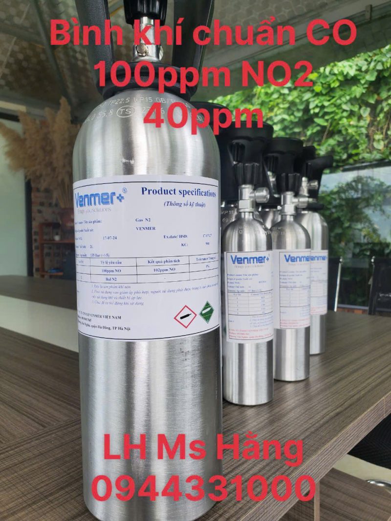 Bình khí chuẩn CO 100ppm NO2 40ppm