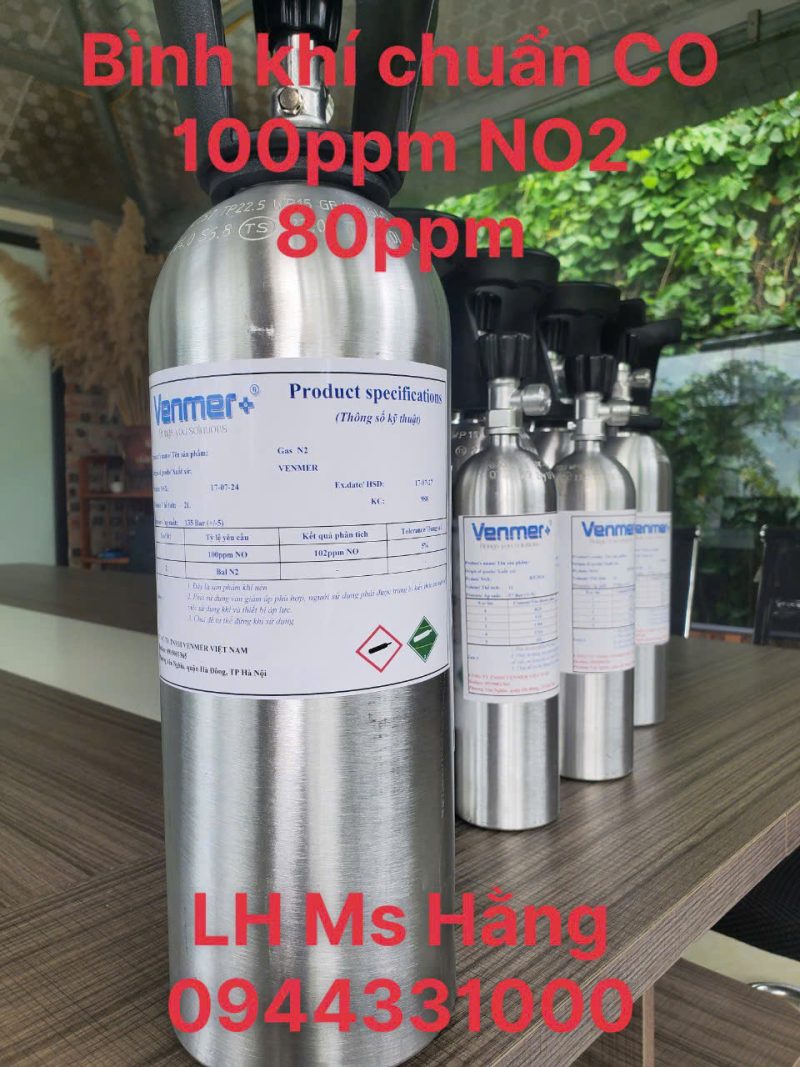 Bình khí chuẩn CO 100ppm NO2 80ppm