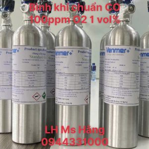 Bình khí chuẩn CO 100ppm O2 1 vol%