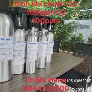 Bình khí chuẩn CO 100ppm O2 100ppm