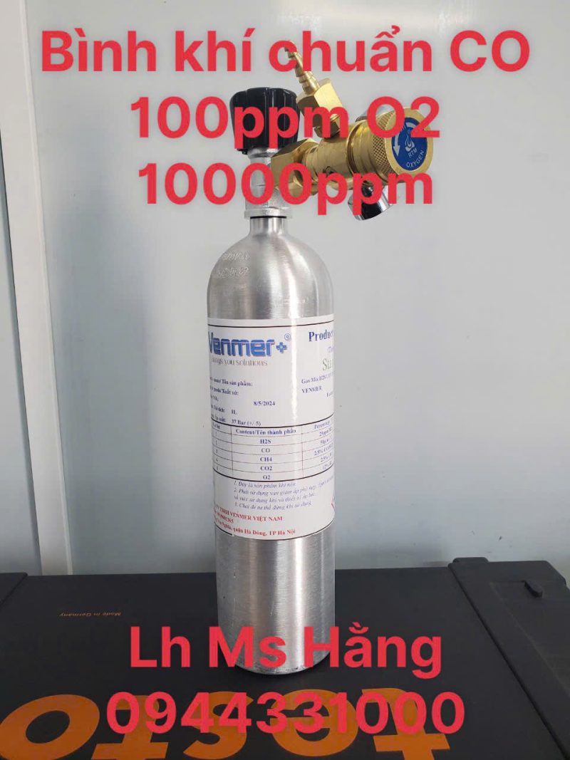 Bình khí chuẩn CO 100ppm O2 10000ppm