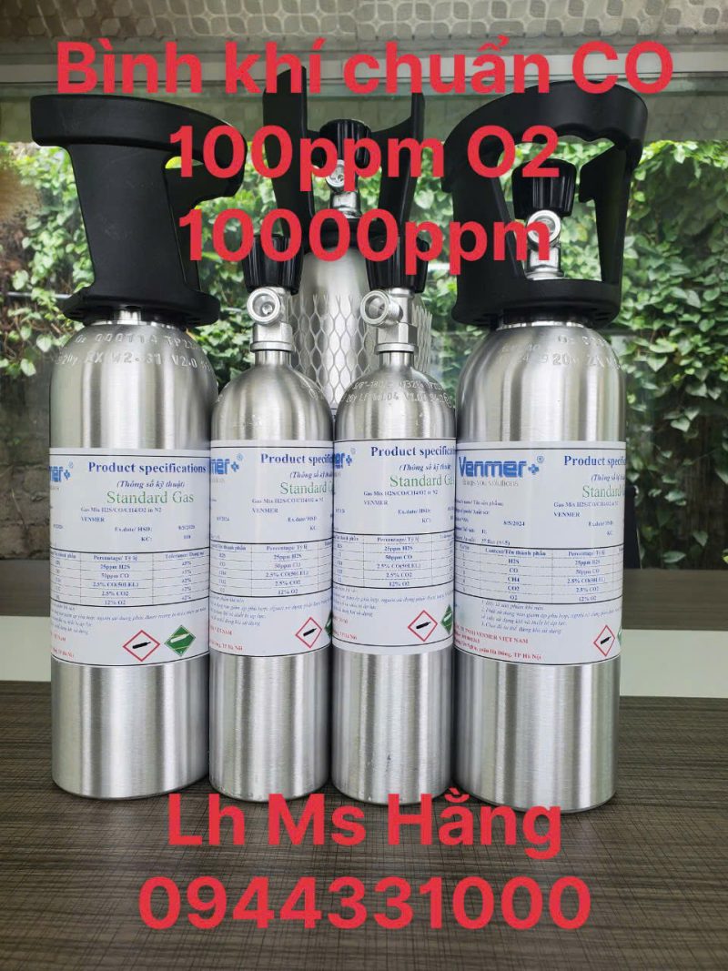 Bình khí chuẩn CO 100ppm O2 10000ppm