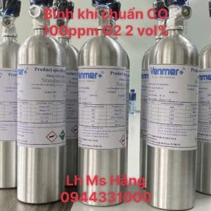 Bình khí chuẩn CO 100ppm O2 2 vol%