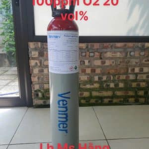 Bình khí chuẩn CO 100ppm O2 20 vol%