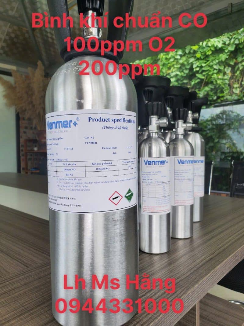 Bình khí chuẩn CO 100ppm O2 200ppm