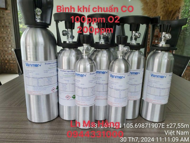 Bình khí chuẩn CO 100ppm O2 200ppm