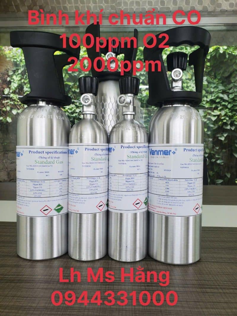 Bình khí chuẩn CO 100ppm O2 2000ppm