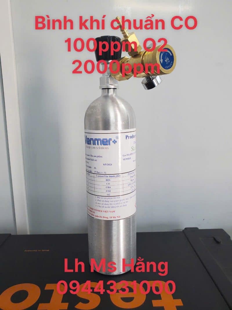 Bình khí chuẩn CO 100ppm O2 2000ppm