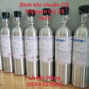 Bình khí chuẩn CO 100ppm O2 25vol%