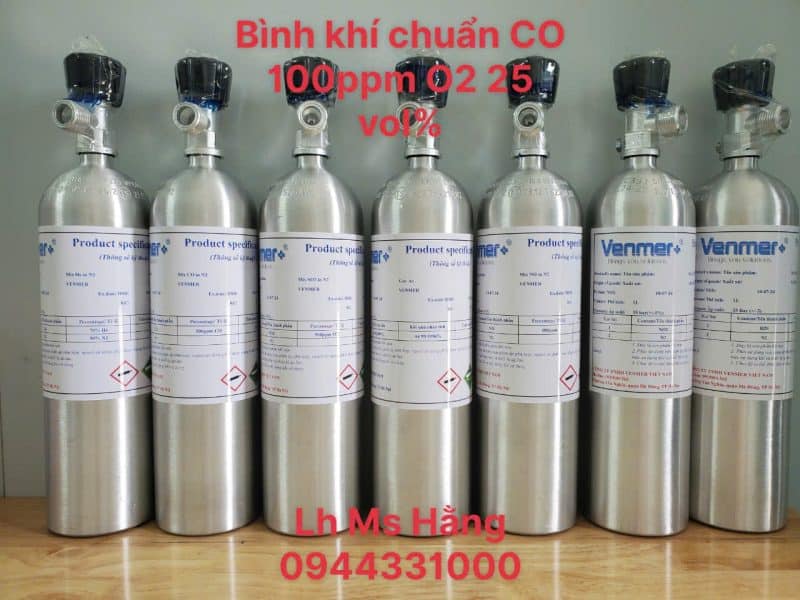 Bình khí chuẩn CO 100ppm O2 25vol%