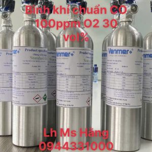 Bình khí chuẩn CO 100ppm O2 30 vol%