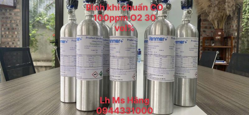 Bình khí chuẩn CO 100ppm O2 30 vol%