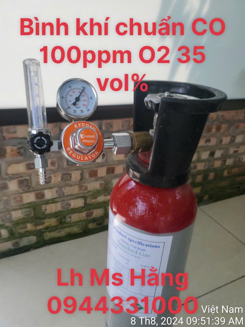 Bình khí chuẩn CO 100ppm O2 35 vol%