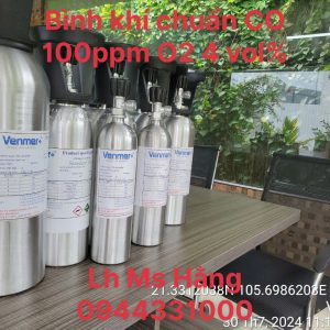 Bình khí chuẩn CO 100ppm O2 4 vol%