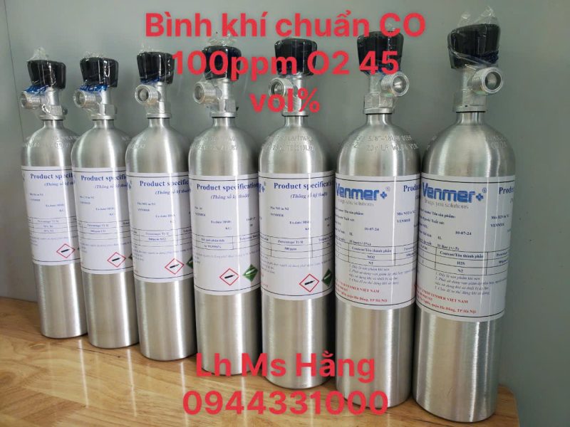 Bình khí chuẩn CO 100ppm O2 45 vol%