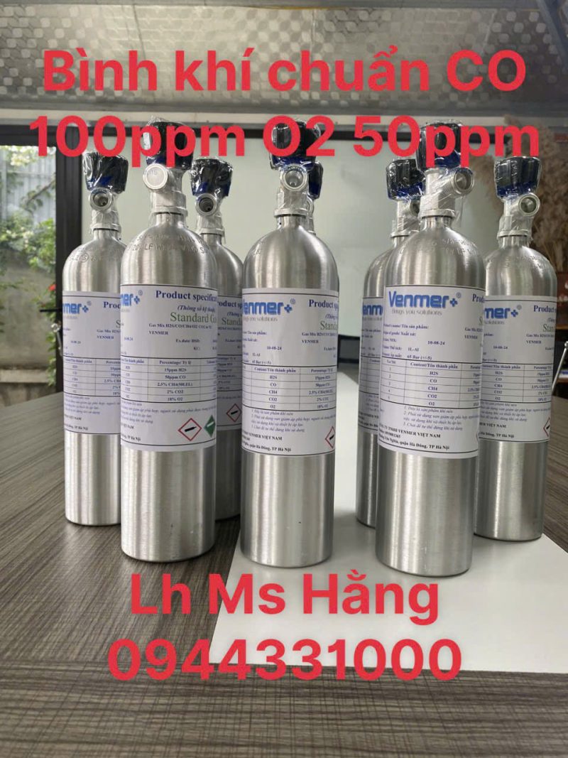 Bình khí chuẩn CO 100ppm O2 50ppm