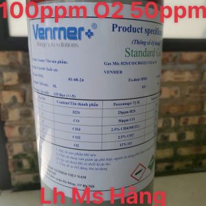 Bình khí chuẩn CO 100ppm O2 50ppm