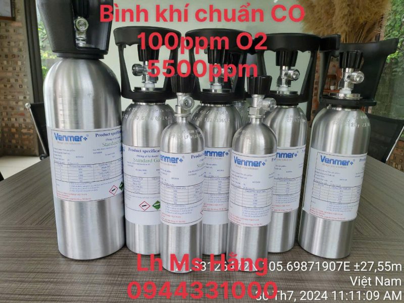 Bình khí chuẩn CO 100ppm O2 5500ppm