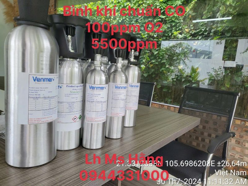 Bình khí chuẩn CO 100ppm O2 5500ppm