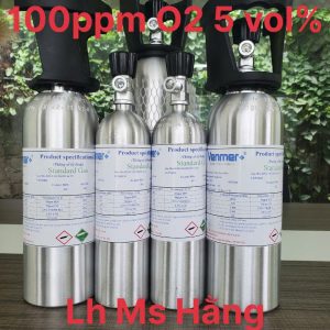 Bình khí chuẩn CO 100ppm O2 5 vol%