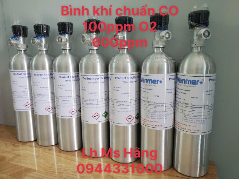 Bình khí chuẩn CO 100ppm O2 600ppm