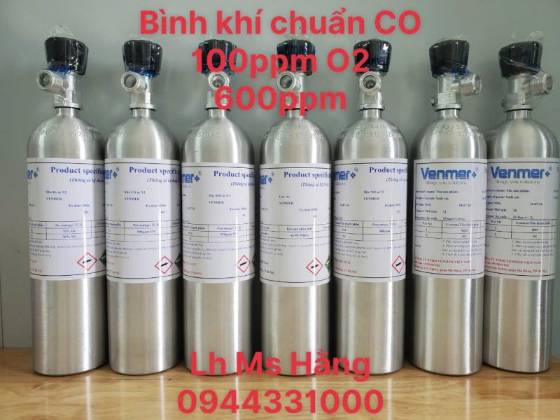 Bình khí chuẩn CO 100ppm O2 600ppm