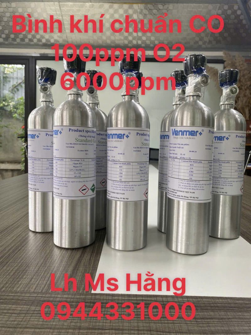 Bình khí chuẩn CO 100ppm O2 6000ppm