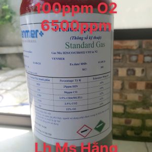 Bình khí chuẩn CO 100ppm O2 6500ppm