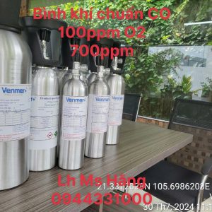 Bình khí chuẩn CO 100ppm O2 700ppm