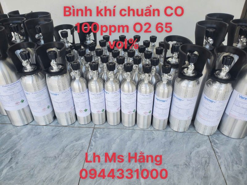 Bình khí chuẩn CO 100ppm O2 65 vol%