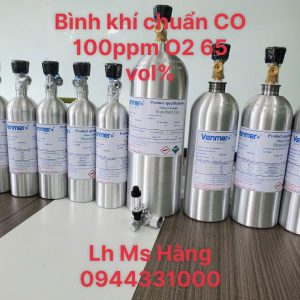 Bình khí chuẩn CO 100ppm O2 65 vol%