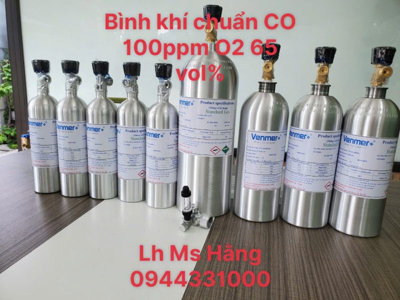 Bình khí chuẩn CO 100ppm O2 65 vol%