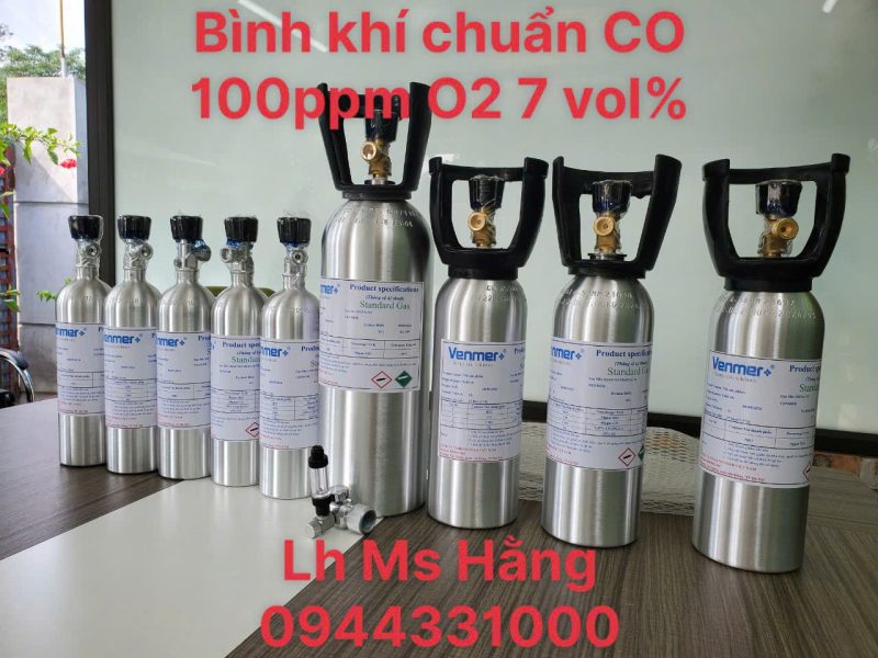 Bình khí chuẩn CO 100ppm O2 7 vol%