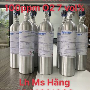 Bình khí chuẩn CO 100ppm O2 7 vol%