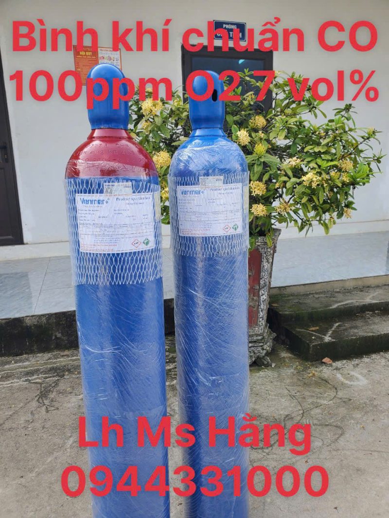 Bình khí chuẩn CO 100ppm O2 7 vol%