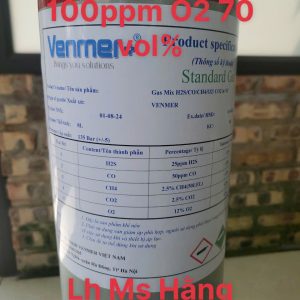 Bình khí chuẩn CO 100ppm O2 70 vol%