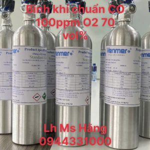 Bình khí chuẩn CO 100ppm O2 70 vol%