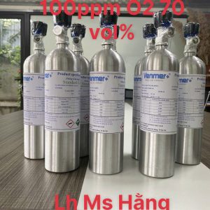 Bình khí chuẩn CO 100ppm O2 70 vol%