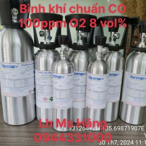 Bình khí chuẩn CO 100ppm O2 8 vol%