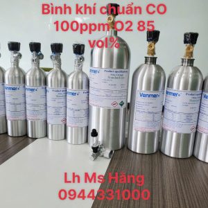 Bình khí chuẩn CO 100ppm O2 85 vol%