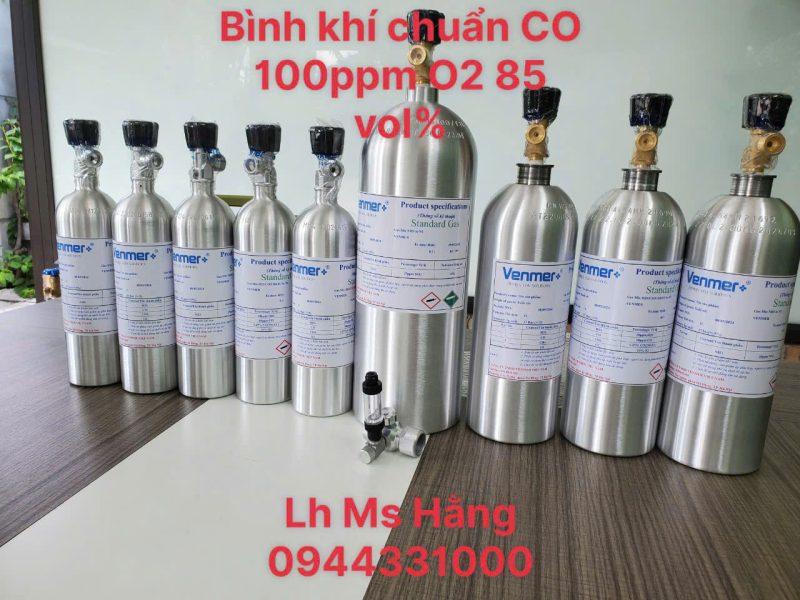 Bình khí chuẩn CO 100ppm O2 85 vol%