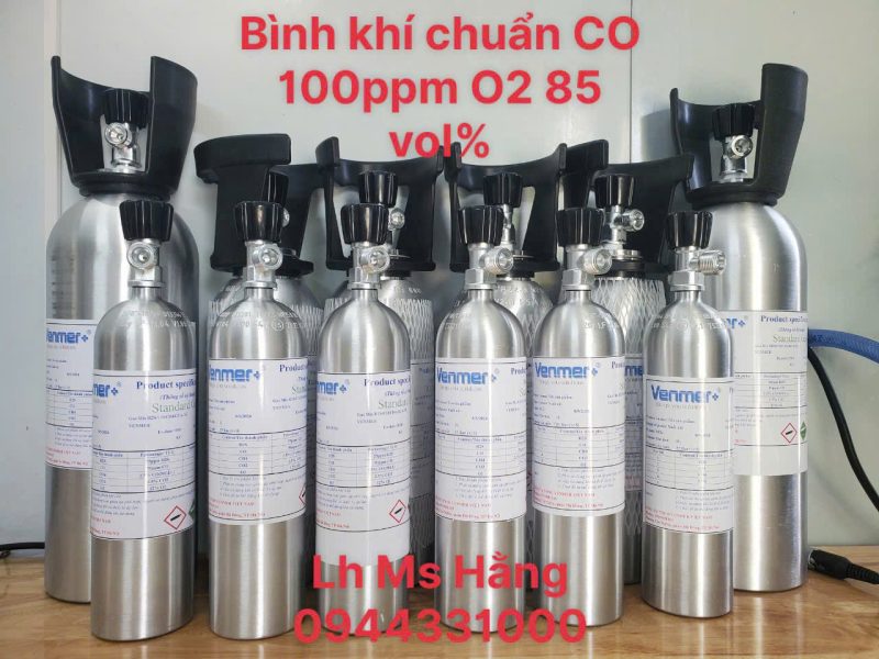 Bình khí chuẩn CO 100ppm O2 85 vol%