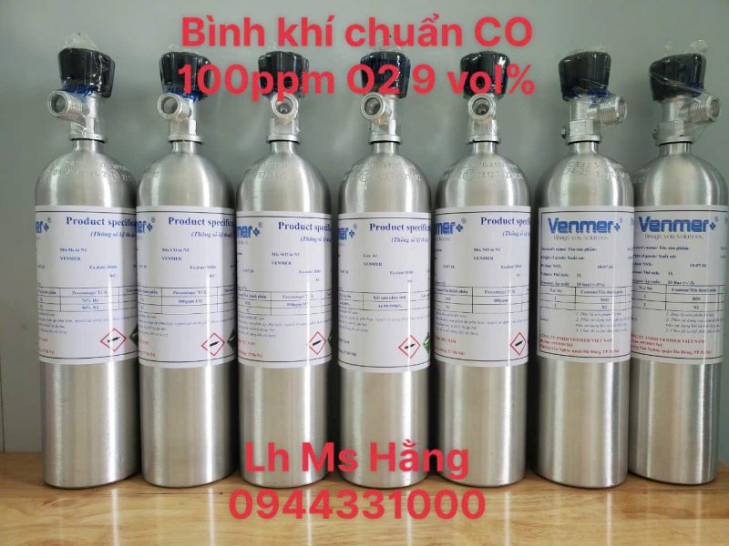 Bình khí chuẩn CO 100ppm O2 9 vol%