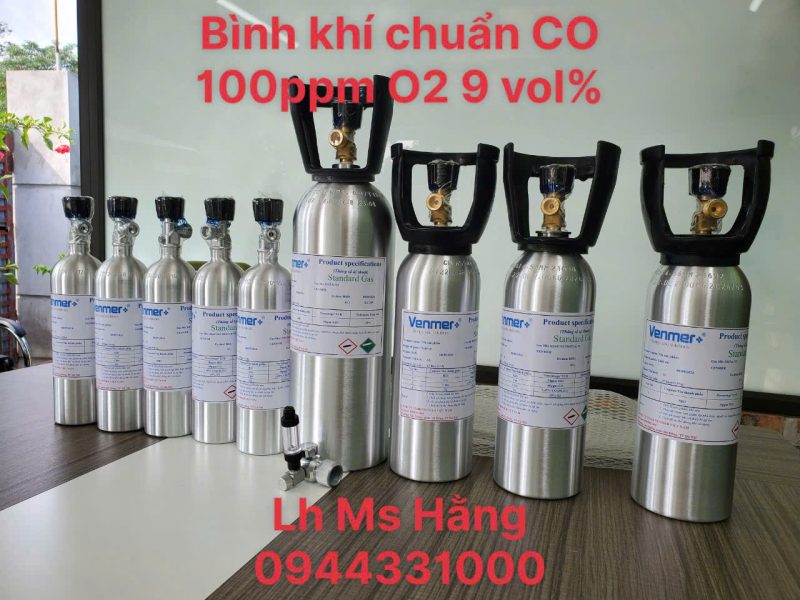 Bình khí chuẩn CO 100ppm O2 9 vol%